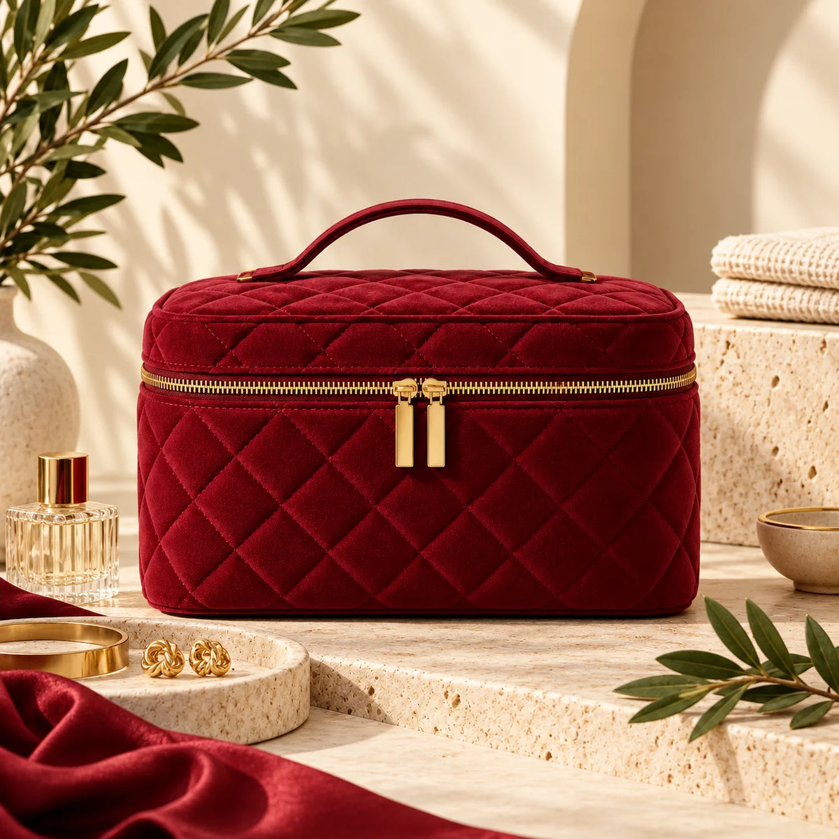 Trendora Quilted Cosmetic Bag